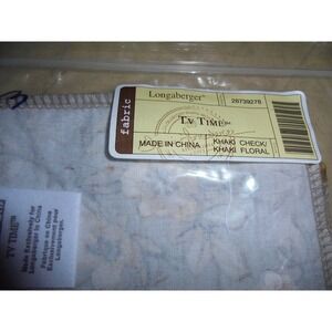 Longaberger TV Time Liner Khaki‎ Check Khaki Floral Fabric Over the edge NEW